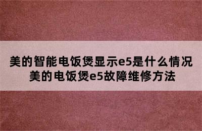 美的智能电饭煲显示e5是什么情况 美的电饭煲e5故障维修方法